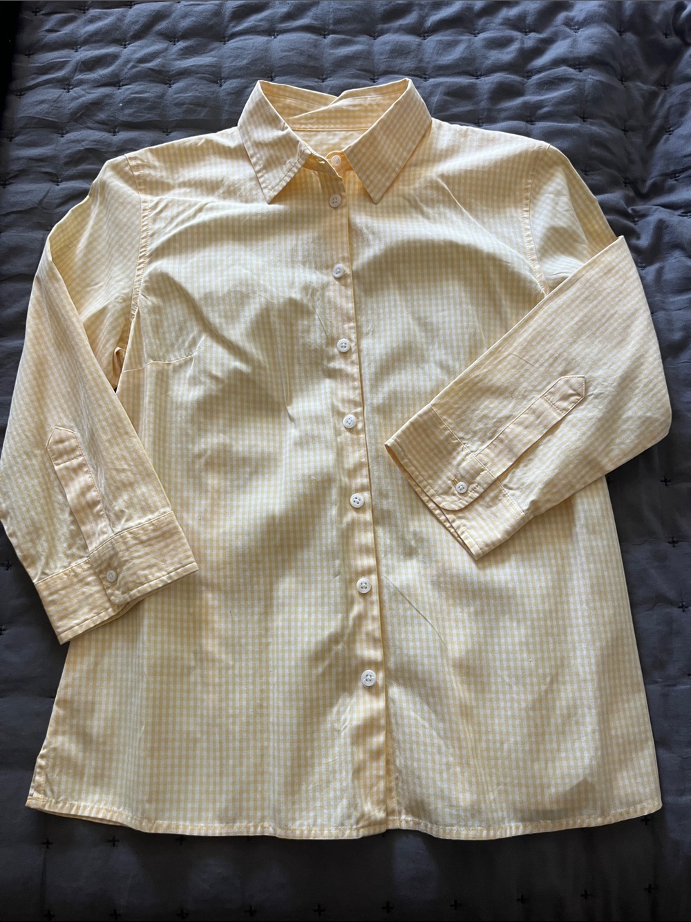 Talbots Yellow and White Gingham Button-Down, 4